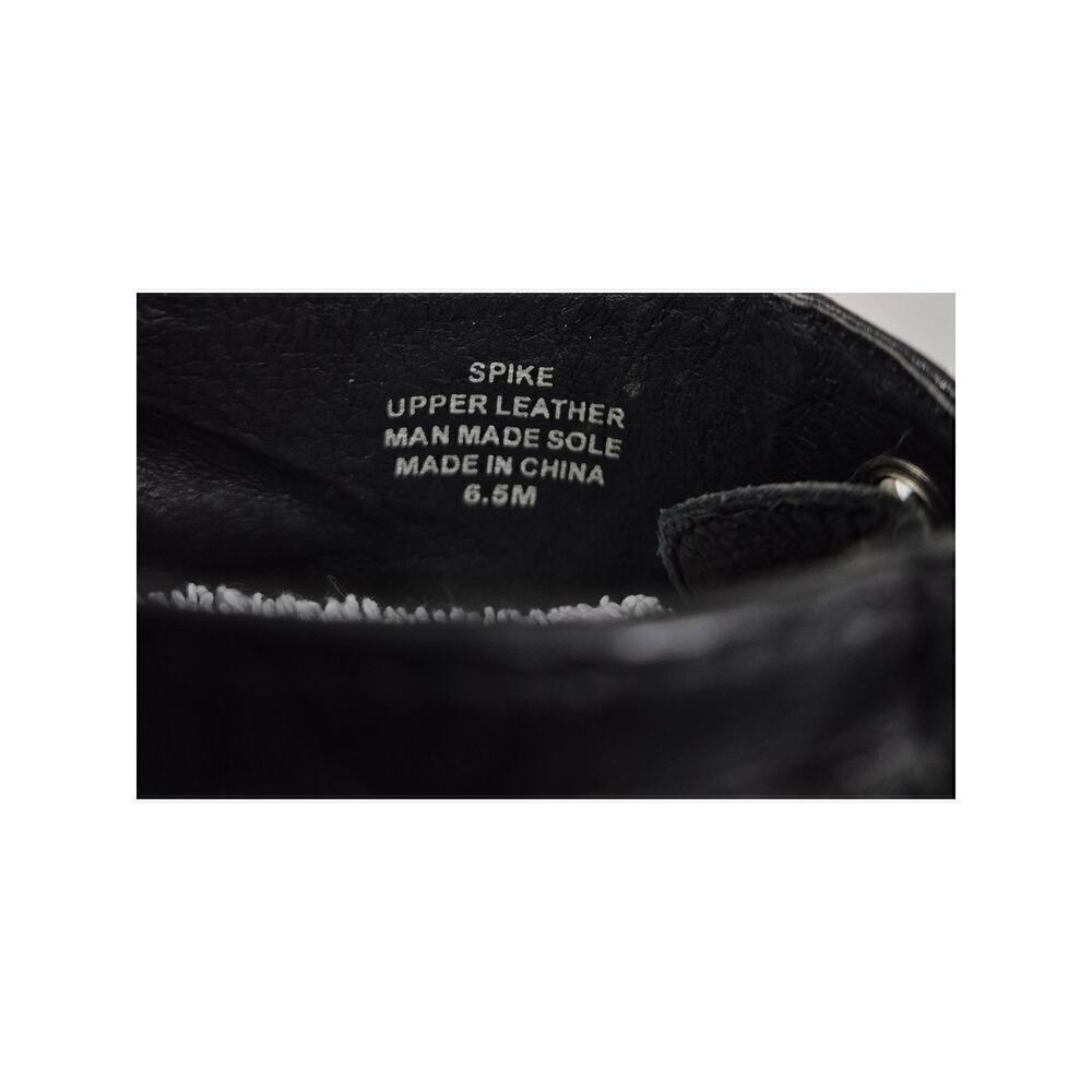 Spike Black Leather Silver Metal Spike Stud Platform Laceup Shoe Boots Sz 6.5 - Picture 9 of 16
